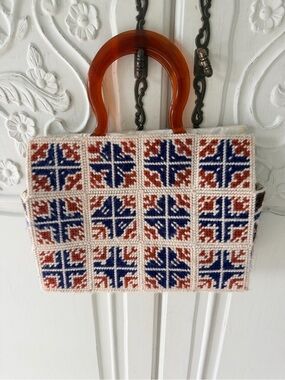 Vintage Handmade Carpet Knit Bag
